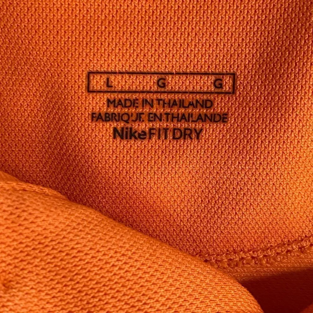 Nike Golf Mens Dri Fit Polo Shirt Orange Button Up Collar Size Large
